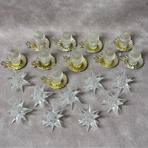 Other - Vtg. 19pcs - Lamp Light Covers & Stars Mix - Clear Acrylic - Light Reflectors